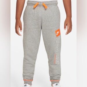 Nike Boys Gray Orange Just Do It Joggers Size Large NWT